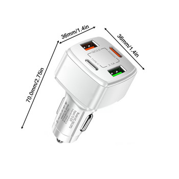 USB C зарядно за кола 20W PD адаптер за бързо зареждане на мобилни телефони за IPhone Samsung Xiaomi Huawei 4 порта USB зарядно за кола Quick C Y0B3