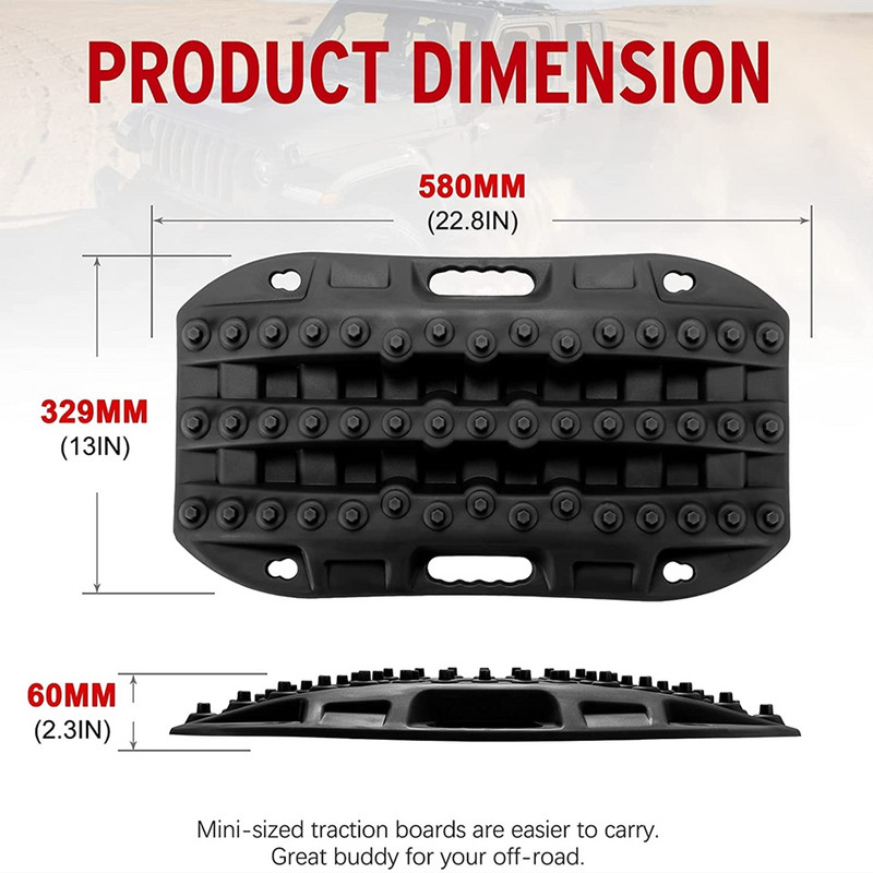 2 τεμάχια νάιλον 58 εκ. Πλάκες έλξης για ανάκτηση αυτοκινήτου εκτός δρόμου Ίχνη έκτακτης ανάγκης Υπέρ-σκληρό Τακάκι για SUV ATV Sand Mud Snow Rescue