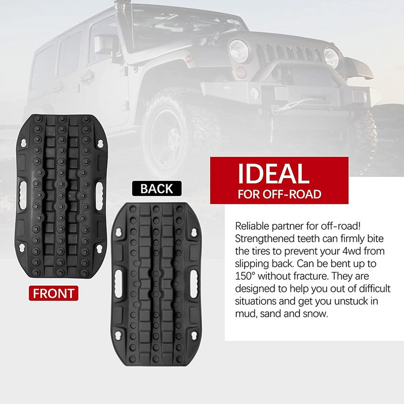 2 τεμάχια νάιλον 58 εκ. Πλάκες έλξης για ανάκτηση αυτοκινήτου εκτός δρόμου Ίχνη έκτακτης ανάγκης Υπέρ-σκληρό Τακάκι για SUV ATV Sand Mud Snow Rescue
