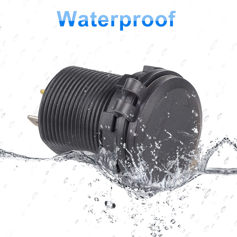 12V/24V kahe pordiga USB-autolaadija kiirlaadija QC3.0 pistikupesaga toiteadapter Veekindel LED-digitaalse voltmeetri puutelülitiga