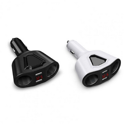 Autós 2Usb 2 szivargyújtós táptöltő 12-24V 5V 3.1A gyorstöltés mobiltelefon számítógéphez kamera töltés