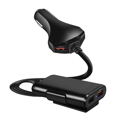 4 priključka, siguran auto punjač, stražnja kopča, brzo punjenje, visoka kompatibilnost, adapter za upaljač, praktičan s kabelom, prijenosni USB