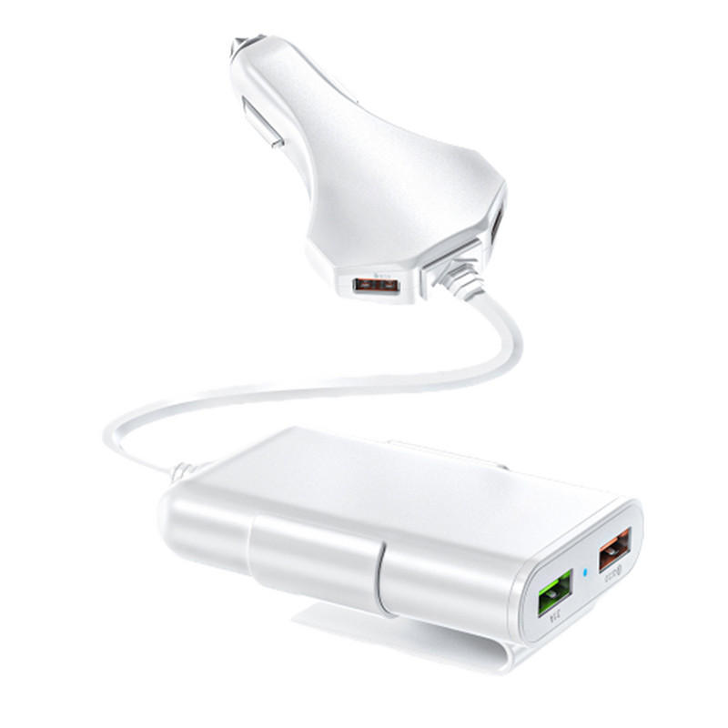 4 priključka, siguran auto punjač, stražnja kopča, brzo punjenje, visoka kompatibilnost, adapter za upaljač, praktičan s kabelom, prijenosni USB