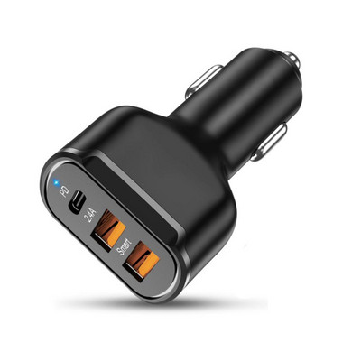 ABS PD+2.4A Type-C Dual USB autós töltő 30W töltőadapter Univerzális alkalmazás 2.4A autós töltő autós mobiltelefon táblagéphez