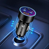 Modulator FM Bluetooth 5.0 Kit hands free Player audio MP3 auto Încărcător USB dublu QC3.0 Încărcare rapidă Suport muzică flash USB