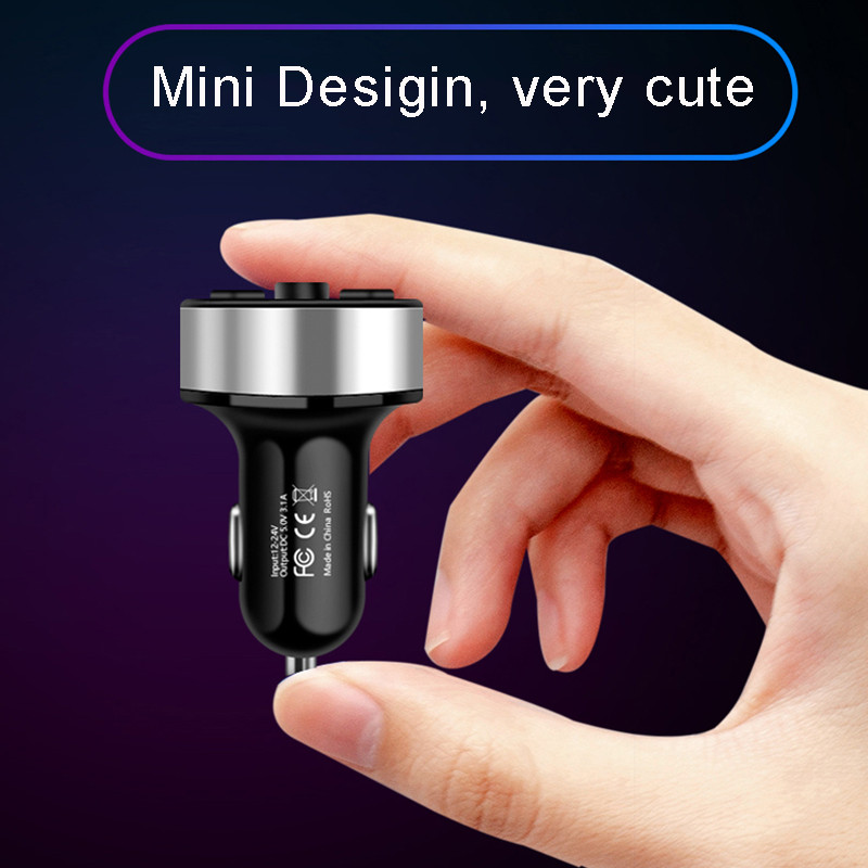 Modulator FM Bluetooth 5.0 Kit hands free Player audio MP3 auto Încărcător USB dublu QC3.0 Încărcare rapidă Suport muzică flash USB