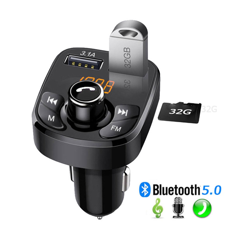 kebidu FM πομπός αυτοκινήτου Ασύρματο Bluetooth 5.0 FM Radio Modulator Car Kit 3.1A USB Car Charger Handsfree Aux Audio MP3 Player