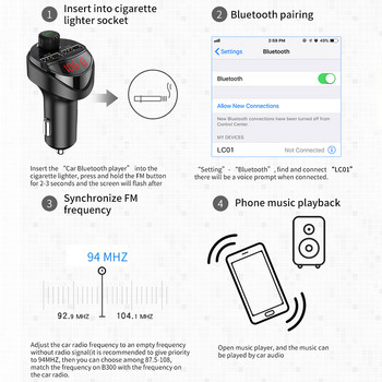 Музикален плейър Автомобилни аксесоари Джаджи Кола Bluetooth-съвместим 4.2 FM трансмитер Безжичен FM трансмитер Автомобилен плейър Комплект