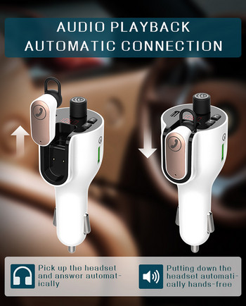 Ρομπότ VR Αυτοκίνητο Aux FM πομπός Bluetooth Αυτοκίνητο MP3 Music Audio Player Handsfree Car Kit με Ακουστικό Type-c PD Fast Charger