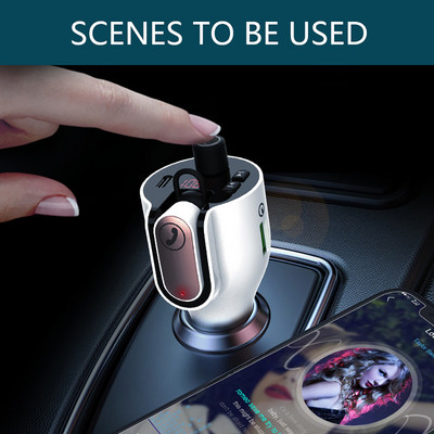VR робот Car Aux FM трансмитер Bluetooth Car MP3 Music Audio Player Комплект за свободни ръце за кола със слушалка Type-c PD Fast Charger