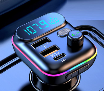 Αυτοκίνητο Bluetooth 5.0 πομπός FM Διπλός USB QC3.0 PD Τύπος C Φορτιστής αυτοκινήτου Φως περιβάλλοντος Handsfree Mp3 Music Player Υποστήριξη Κάρτα TF