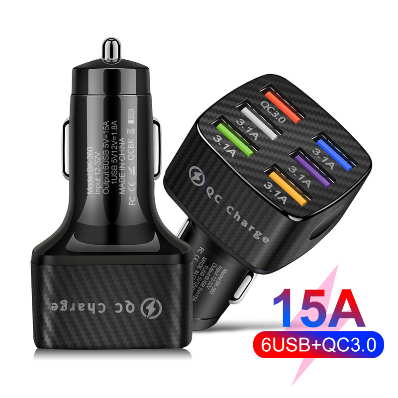 Transmițător FM Bluetooth 5.0 pentru mașină 12-32 V QC 3.0 6 USB 15A Tip-C Încărcător rapid MP3 Player Muzică fără pierderi Încărcător auto pentru HUAWEI