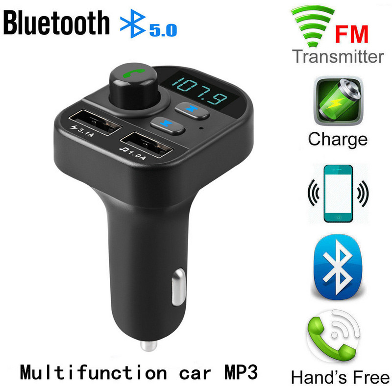KEBIDUMEI FM-saatja Stereo-auto MP3-mängija 3.1A kahe USB-ga autolaadija Bluetooth-ühilduv vabakäe autokomplekt FM-modulaator
