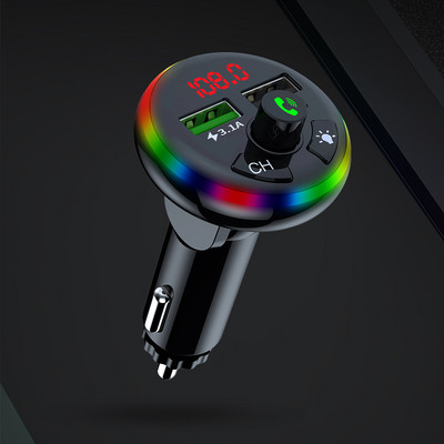 Transmițător FM reglabil la 90 de grade Bluetooth 5.0 EDR Receptor audio wireless Mâini libere 3.1A Încărcător rapid USB dublu U-disk TF