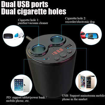 Автомобилен Handsfree Lossless MP3 плейър Bluetooth 5.0 FM предавател Безжично дистанционно управление Dual USB двоен порт за запалка