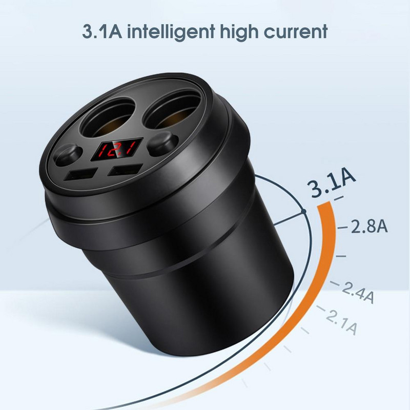 Autolaadija 2 USB tassi toitepesa adapteri sigaretisüütaja jagaja mobiiltelefoni laadijad