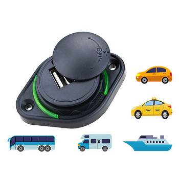 12/24V Vehicle Bus Car Boats LED Dual Indicator 2 Ports USB Charger DC Socket 5V 3.1 A Universal Waterproof Adapter
