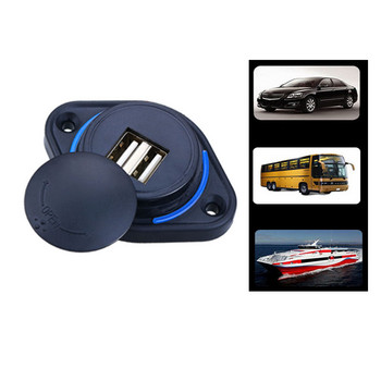 12/24V Vehicle Bus Car Boats LED Dual Indicator 2 Ports USB Charger DC Socket 5V 3.1 A Universal Waterproof Adapter