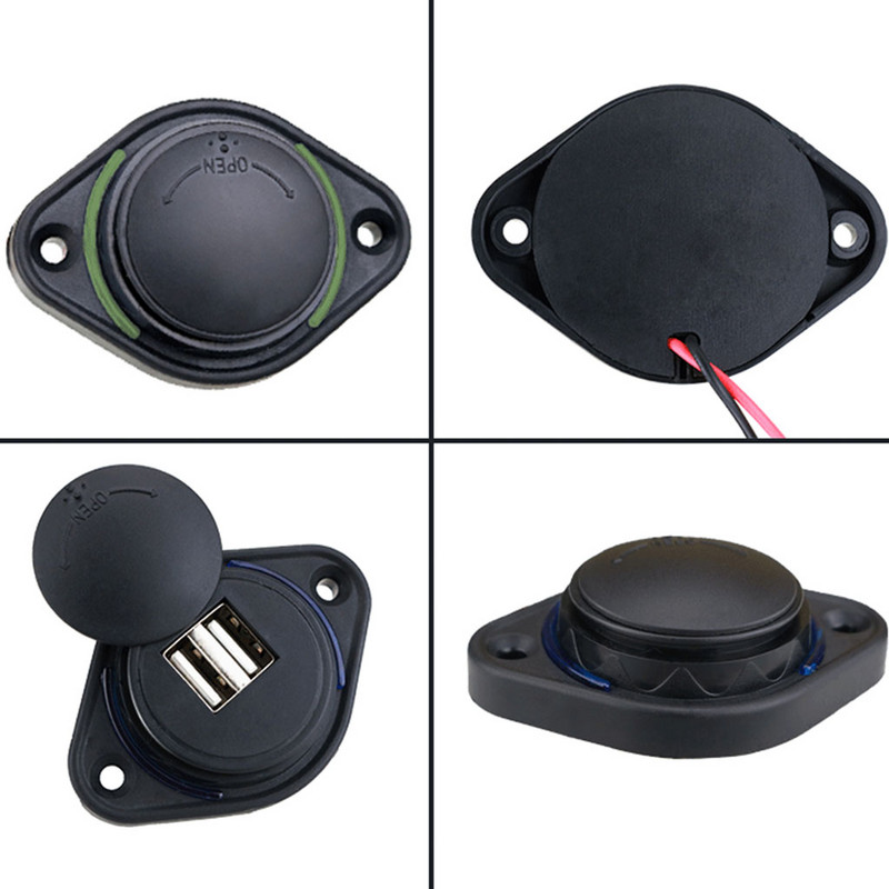 12/24 V sõidukibussi autopaadid LED kahe indikaatoriga 2 pordiga USB laadija alalisvoolu pistikupesa 5 V 3,1 A universaalne veekindel toiteadapter