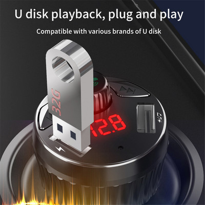Автомобилен Bluetooth FM трансмитер MP3 плейър Хендсфри комплект за кола Поддържа U диск 3.1A Двойно USB зарядно Захранващ адаптер за XIAO MI IPHONE