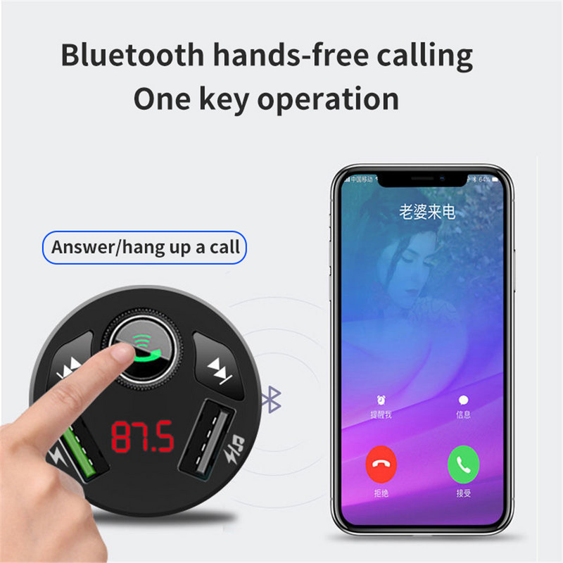 Transmițător FM Bluetooth pentru mașină MP3 Player Handsfree Kit auto Suport disc U 3.1A Încărcător USB dublu Adaptor de alimentare pentru XIAO MI IPHONE