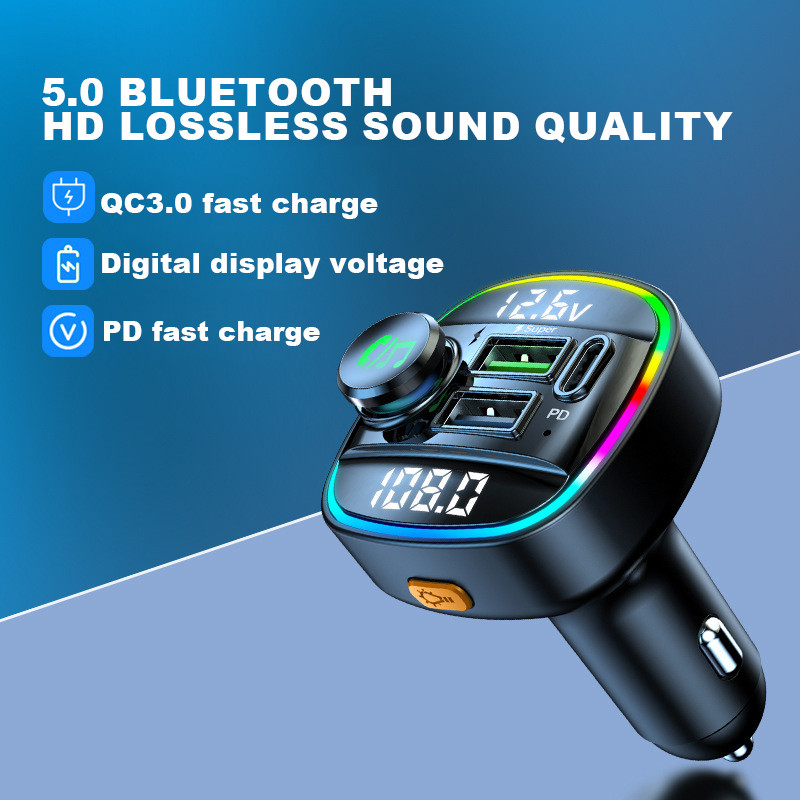 QC3.0 Super Fast Charge Πομπός FM Bluetooth Handsfree Audio Mp3 Player 22,5W USB Φορτιστής αυτοκινήτου Προσαρμογέας Bluetooth Διαμορφωτής FM