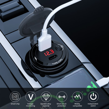 2021 Адаптер за зарядно за кола Dual Port USB Quick Charge USB PD 6-степенна защита Зарядно устройство за батерии Съвместимо с телефон Таблет