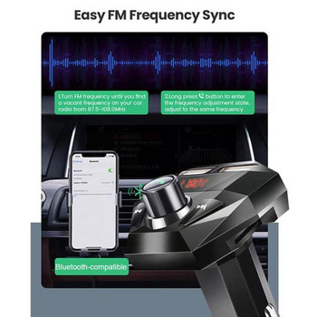 Αυτοκίνητο Bluetooth 5.0 Mp3 player Πομπός FM 3.1A Hands-free Δέκτης ήχου Διπλή USB Fast Support TF
