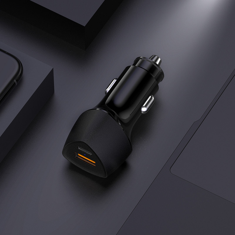 Autolaadija 38W autolaadija QC + PD kahekordne kiirlaadimise välklaadija mobiiltelefon 1 tk Kvaliteetne autolaadija Tööriistatarvikud