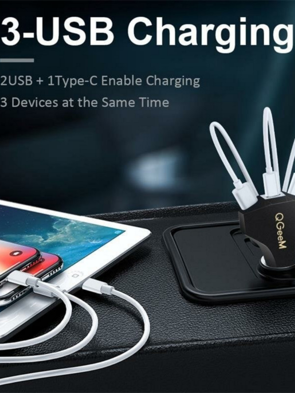 QG-CH08 30W QC 3.0 3 Încărcător de mașină USB Adaptor de încărcare rapidă 3.0 cu indicator LED pentru iPhone XS 11Pro Mi10 S20+ Note 20 OnePlus 8 Pro