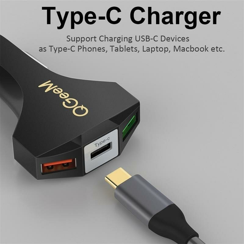 QG-CH08 30W QC 3.0 3 Încărcător de mașină USB Adaptor de încărcare rapidă 3.0 cu indicator LED pentru iPhone XS 11Pro Mi10 S20+ Note 20 OnePlus 8 Pro