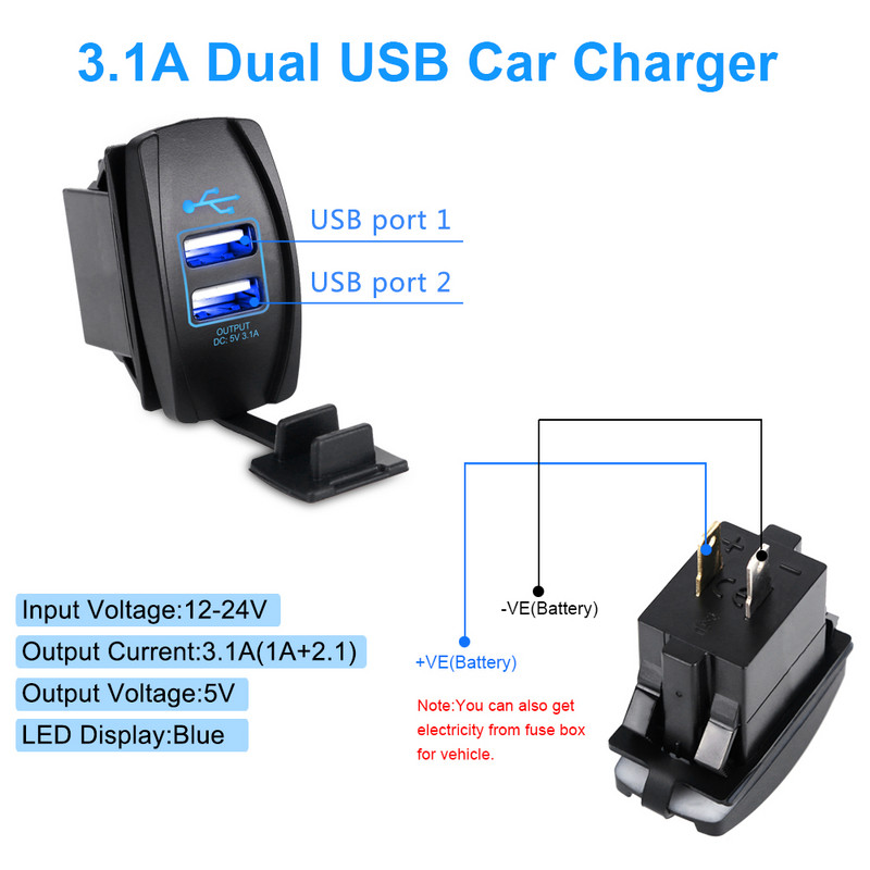 Urbanroad 12-24V veekindel paat mootorratas auto kahe USB pordiga laadija pistikupesa usb auto sigaretituli 2 pordiga adapter 3.1A