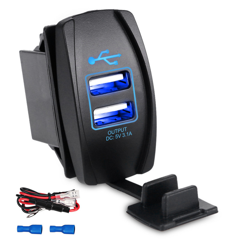 Urbanroad 12-24V veekindel paat mootorratas auto kahe USB pordiga laadija pistikupesa usb auto sigaretituli 2 pordiga adapter 3.1A