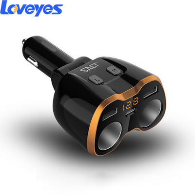 4.8A зарядно за кола Запалка 1 към 2 Двоен USB държач Автоматично бързо зареждане Камера Монитор Адаптер Автомобилен разклонител M96