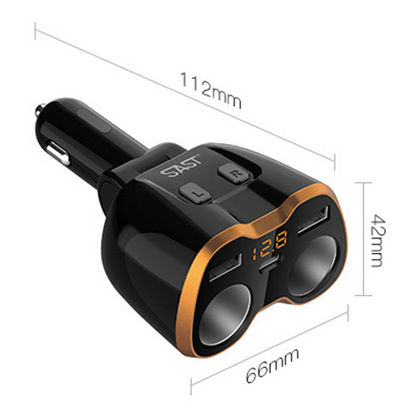 Încărcător de mașină 4.8A Brichetă de una la două Suport USB dublu Încărcare rapidă automată Adaptor pentru monitor aparat de fotografiat Splitter de putere pentru mașină M96