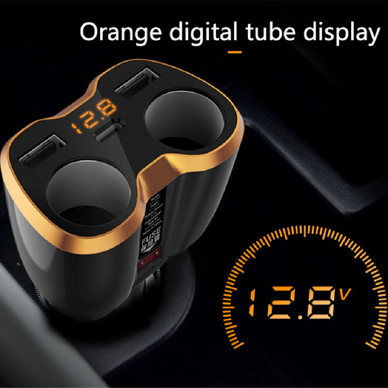 Încărcător de mașină 4.8A Brichetă de una la două Suport USB dublu Încărcare rapidă automată Adaptor pentru monitor aparat de fotografiat Splitter de putere pentru mașină M96