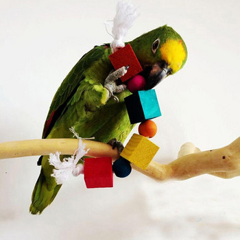 Домашни любимци Птица Папагал Дървени блокове Клетка от памучно въже Висяща стояща Играчка за дъвчене Цветна гроздова китка Креативна висулка, устойчива на ухапване