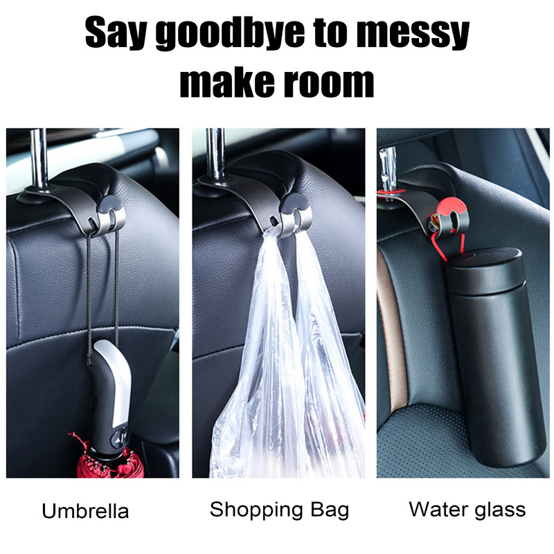 2 buc. cârlige pentru tetieră pentru scaunul de mașină, umerașe, design special semideschis, cârlige pentru scaunul din spate al mașinii, pentru geantă, poșetă, haine, haine, haine NOV99