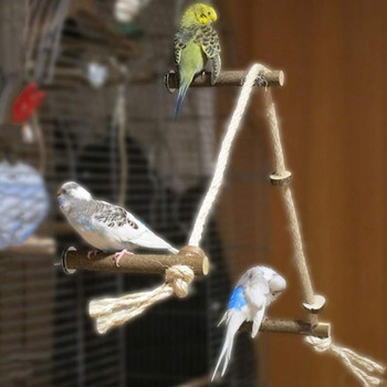 1 τμχ Pet Birds Παιχνίδι παπαγάλος Ξύλινη βάση πέρκας Κρεμαστή αιώρα αναρρίχησης Κούνια με σχοινί Όρθια εκπαίδευση Παιχνίδια Αξεσουάρ κλουβιού πουλιών
