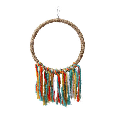 Mājdzīvnieku putnu rotaļlieta Kokvilnas virves aplis izlūkošanas attīstības rotaļlietas košļājamā koduma papagailis asaris karājās būrī šūpolēs kāpt rotaļlietas