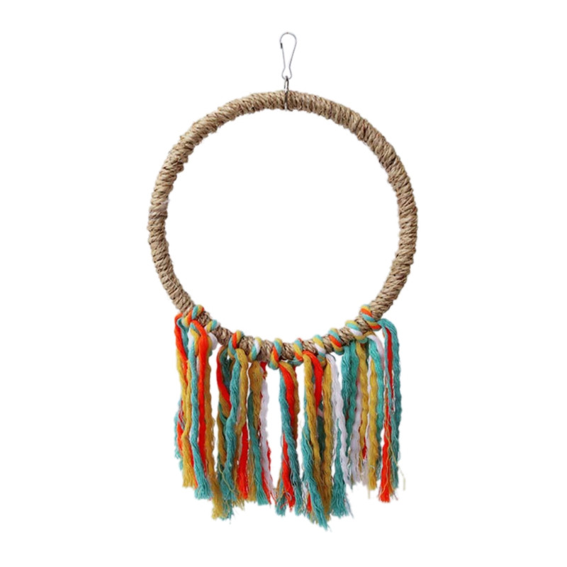 Mājdzīvnieku putnu rotaļlieta Kokvilnas virves aplis izlūkošanas attīstības rotaļlietas košļājamā koduma papagailis asaris karājās būrī šūpolēs kāpt rotaļlietas