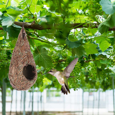 Prirodna koliba za ptice za van Ručno tkano gnijezdo za sklonište Ptičja koliba za uređenje dvorišta Kućica za kolibri Visokokvalitetno gnijezdo za ptice