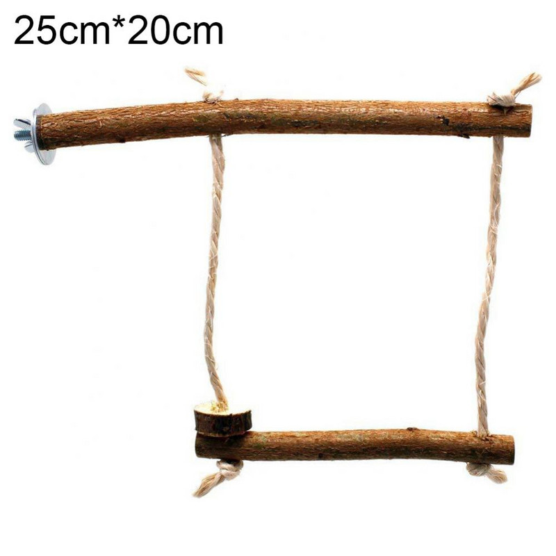 Jucărie din lemn Animale de companie agățate pasăre suport papagal biban frânghie din bumbac cușcă leagăn jucărie de mestecat