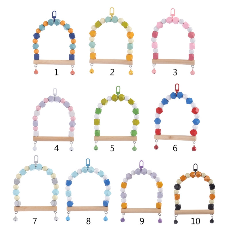 Jucării din lemn pentru leagăn de păsări Papagal de mestecat Biban agățat cu clopote Jucărie de cușcă pentru păsări pentru animale de companie, pentru perusi mic, păsări iubitoare, calopote