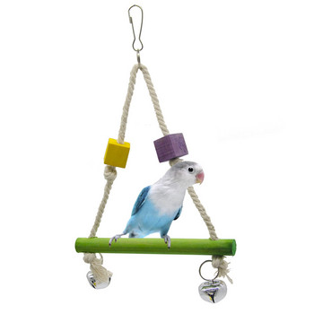 1 τεμ. Pet Bird Stand Πέρκα Ξύλινο σχοινί Διακοσμητικό παιχνίδι κούνιας παπαγάλου με χάντρες για παπαγάλο κούνια αιώρα κλουβί κλουβιών κρεμαστά παιχνίδια