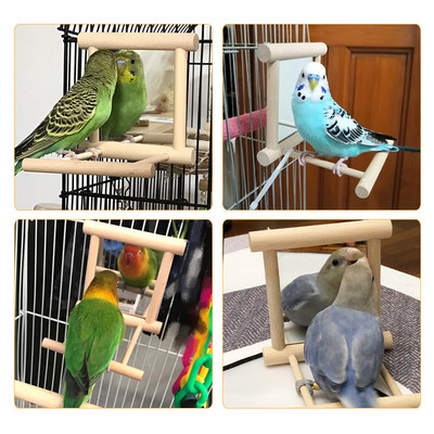 Parrot Bird Wooden Swing Perch Stand Pet Toy Hanging Platform Stand Rack Playstand Budgie Parakeet Perches Board For Birds Cage