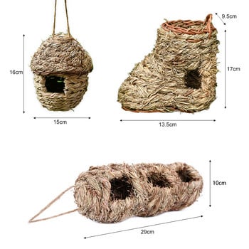 Гнездо за птици Клетка за птици Клетка за яйца от естествена трева Къщичка за птици Външно декоративно плетено висящо гнездо за папагал Къщи Спалня за домашни любимци Природа