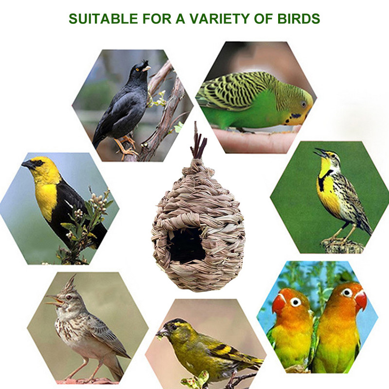 Cușcă de păsări Cușcă de păsări Iarbă naturală Cușcă de ouă Casă de păsări în aer liber Decorativ țesut agățat Cuib de papagali Case pentru animale de companie Dormitor Natura