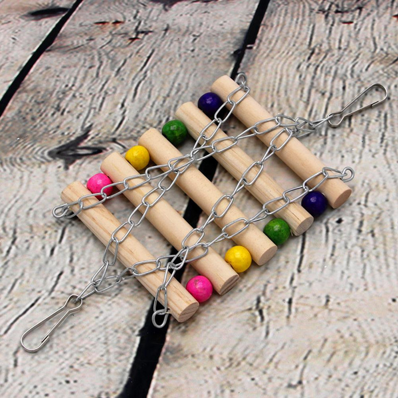 Papagal Pod Suspension Din Lemn Hamac Leagăn Stand Bar Jucării de mestecat Accesorii pentru cușcă pentru păsări Accesorii pentru păsări