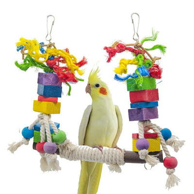 Bird Chewing Swing Toy, Parrot Colorful Stand Παιδική χαρά Κρεμαστό σταντ κοντάρι Αξεσουάρ κλουβιού πουλιών Κρεμαστό παιχνίδι για Cockatiel